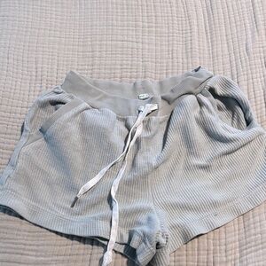 Ribbed Light Gray/Green Women's Athletic Lounge Shorts
